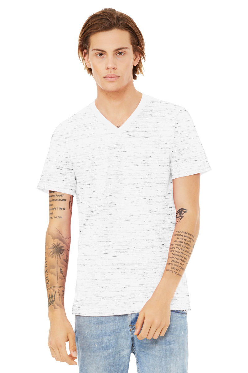 BELLA+CANVAS Unisex Textured Jersey V-Neck Tee - White Marble