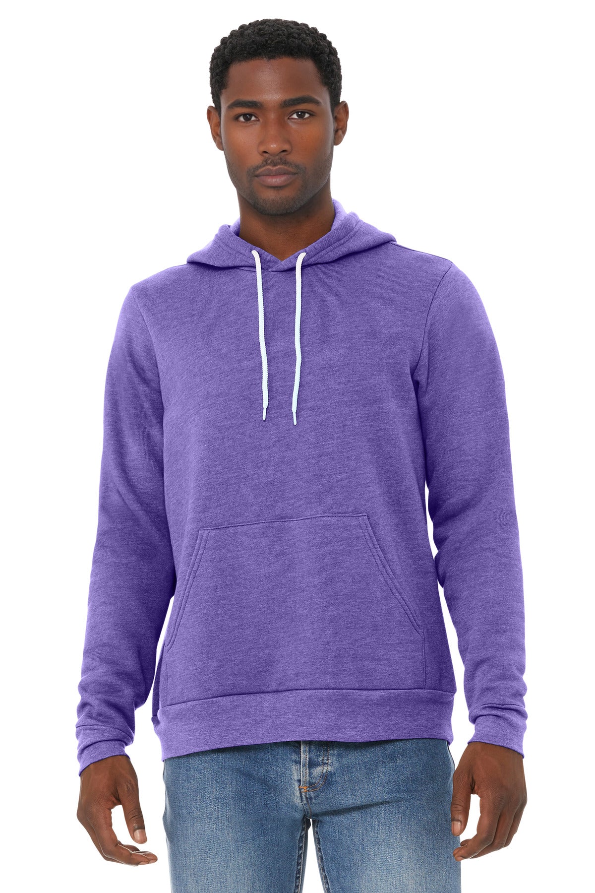 BELLA+CANVAS  Unisex Sponge Fleece Pullover Hoodie - Heather Team Purple