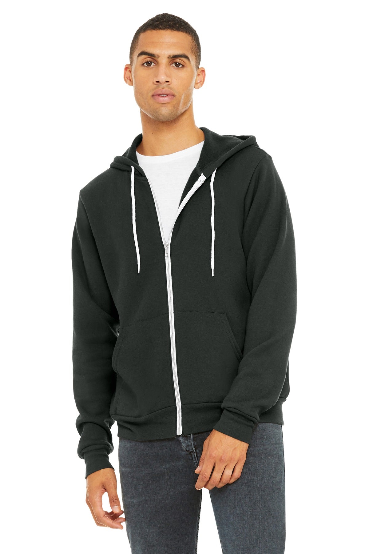 BELLA+CANVAS  Unisex Sponge Fleece Full-Zip Hoodie - Dark Grey
