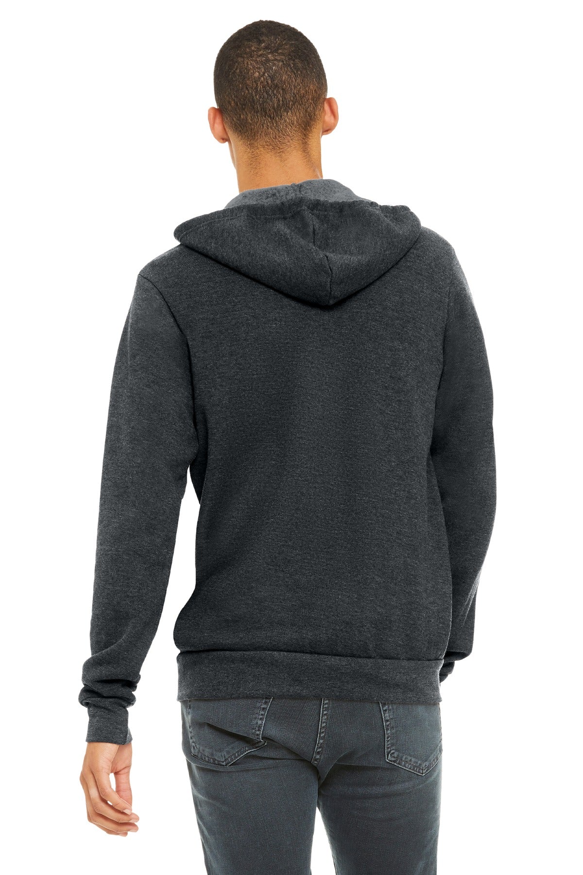 BELLA+CANVAS  Unisex Sponge Fleece Full-Zip Hoodie - Dark Grey Heather