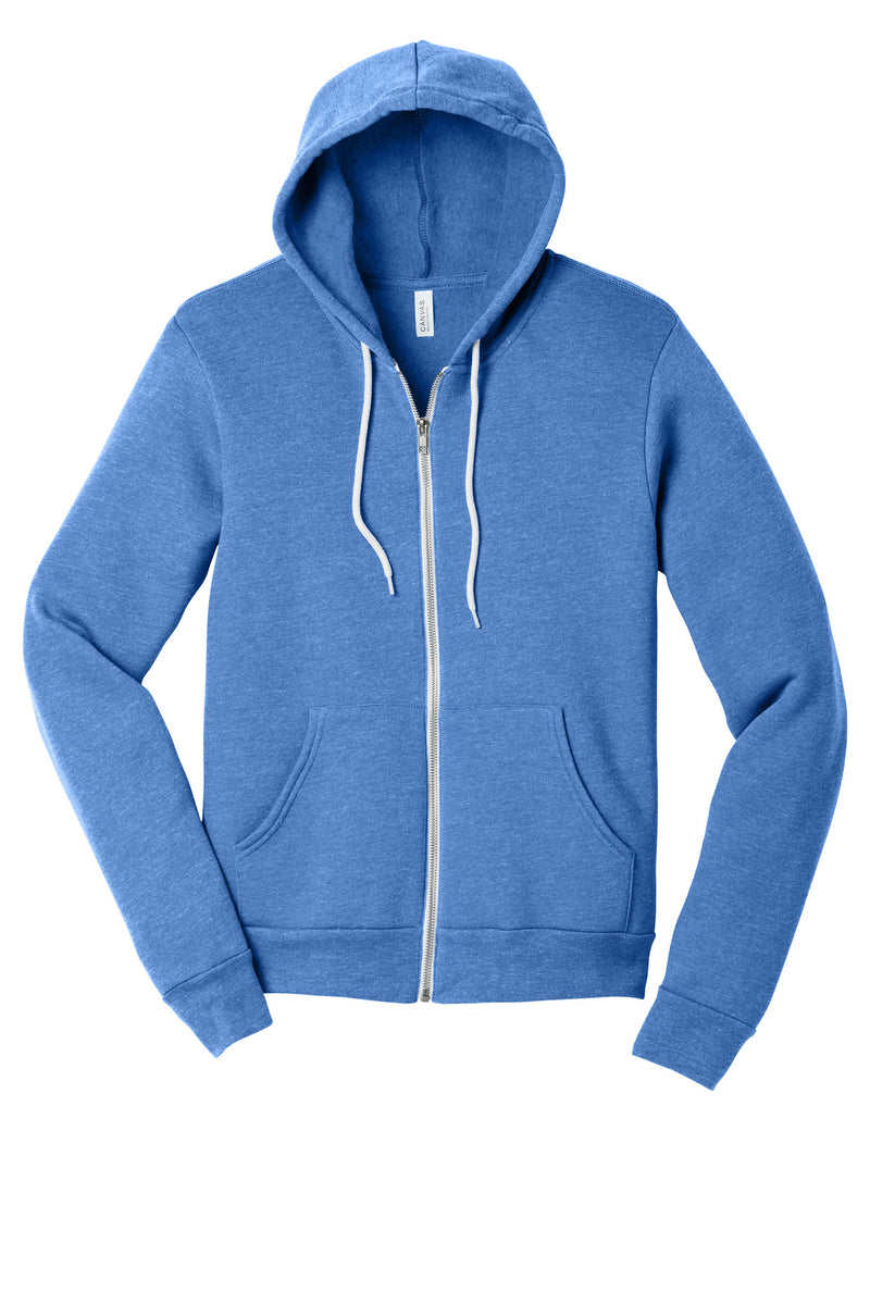 BELLA+CANVAS  Unisex Sponge Fleece Full-Zip Hoodie - Heather Columbia Blue