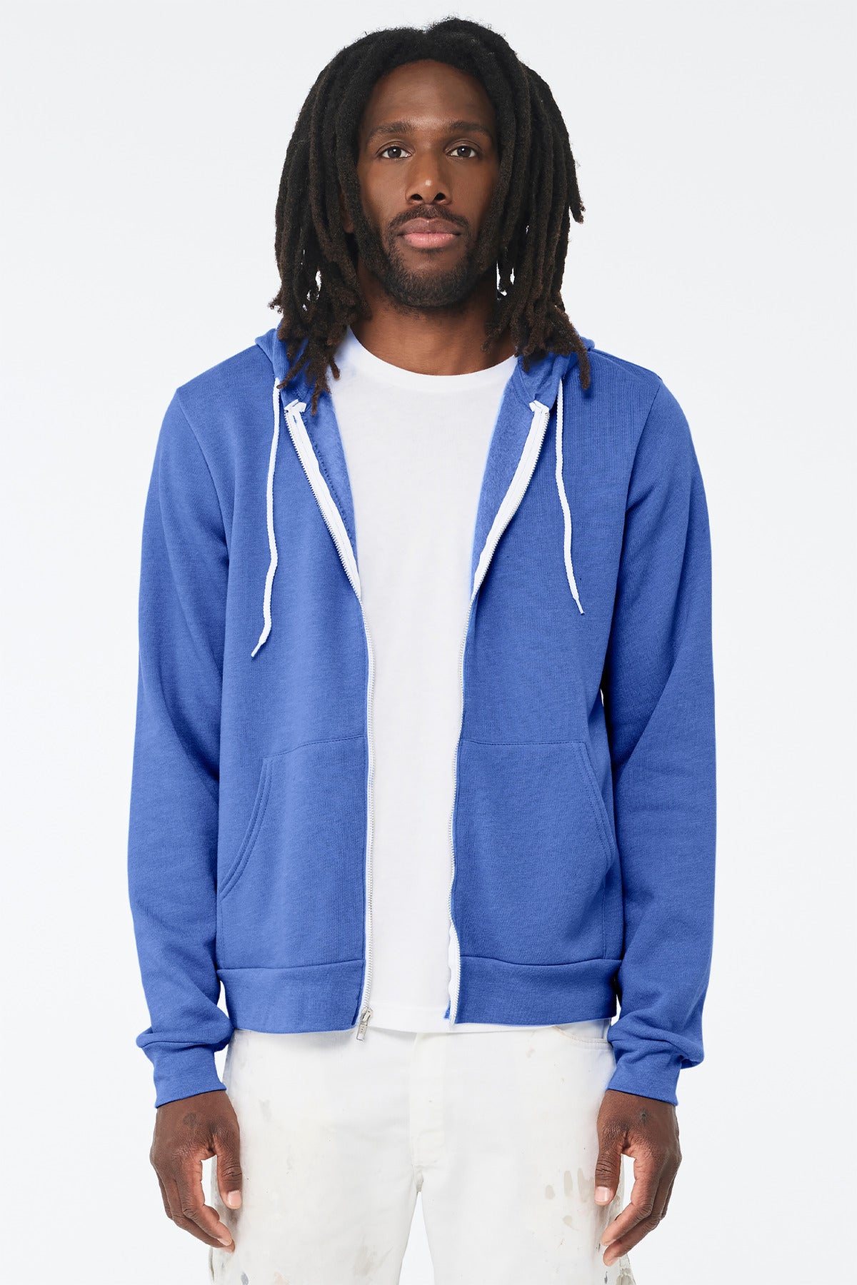 BELLA+CANVAS  Unisex Sponge Fleece Full-Zip Hoodie - Heather Columbia Blue