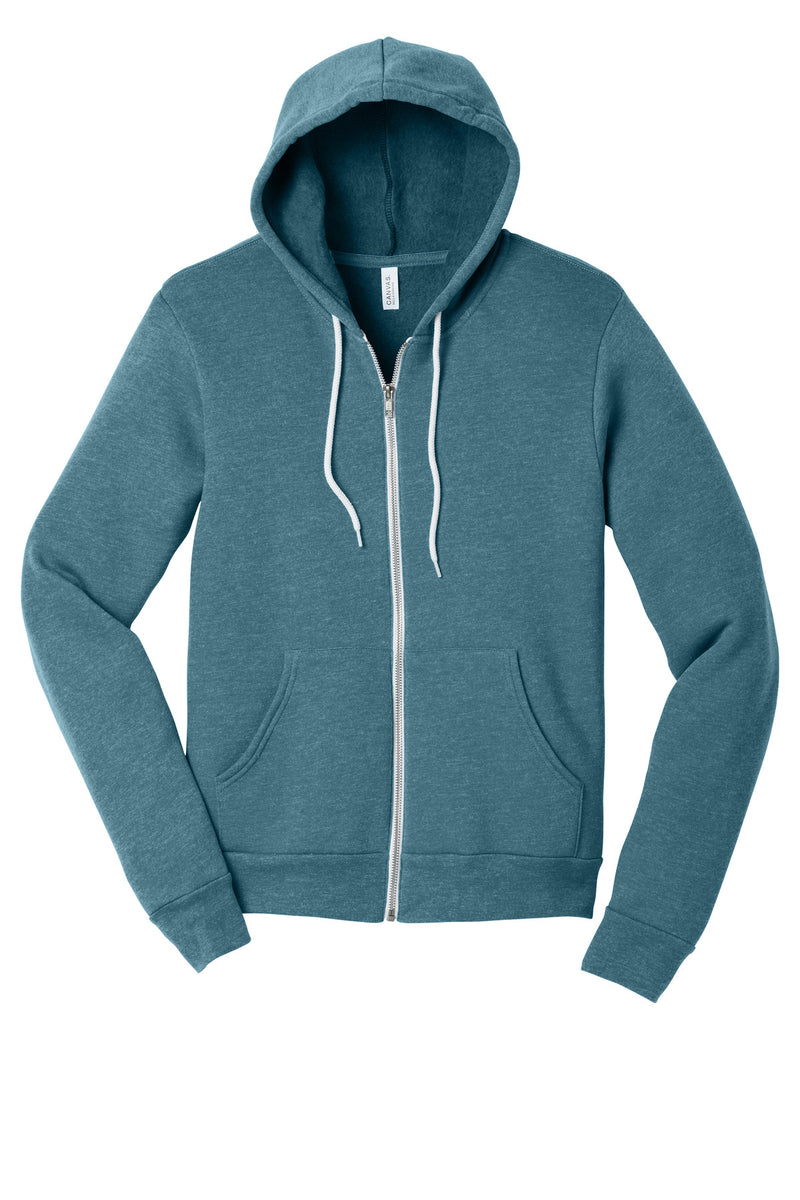 BELLA+CANVAS  Unisex Sponge Fleece Full-Zip Hoodie - Heather Deep Teal