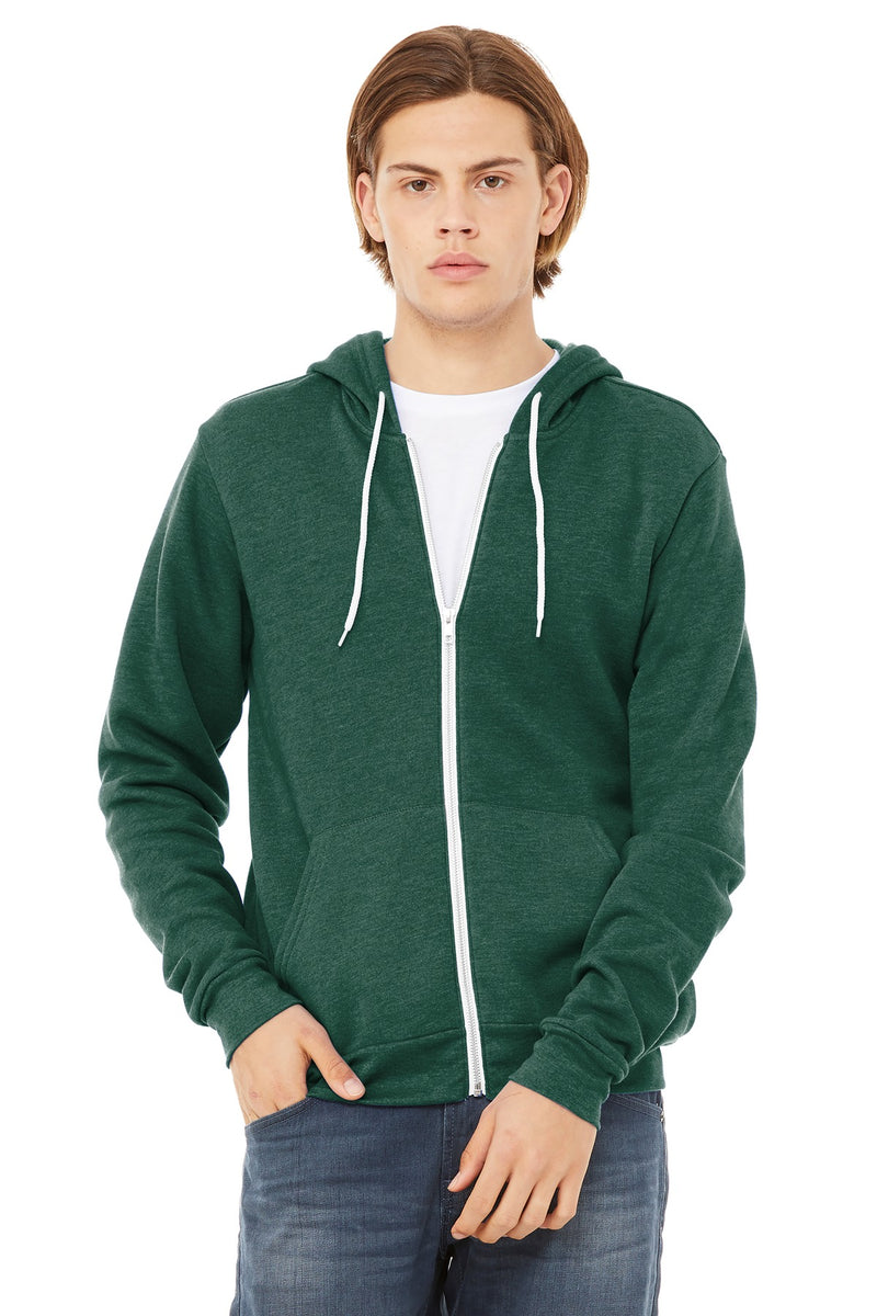 BELLA+CANVAS  Unisex Sponge Fleece Full-Zip Hoodie - Heather Forest