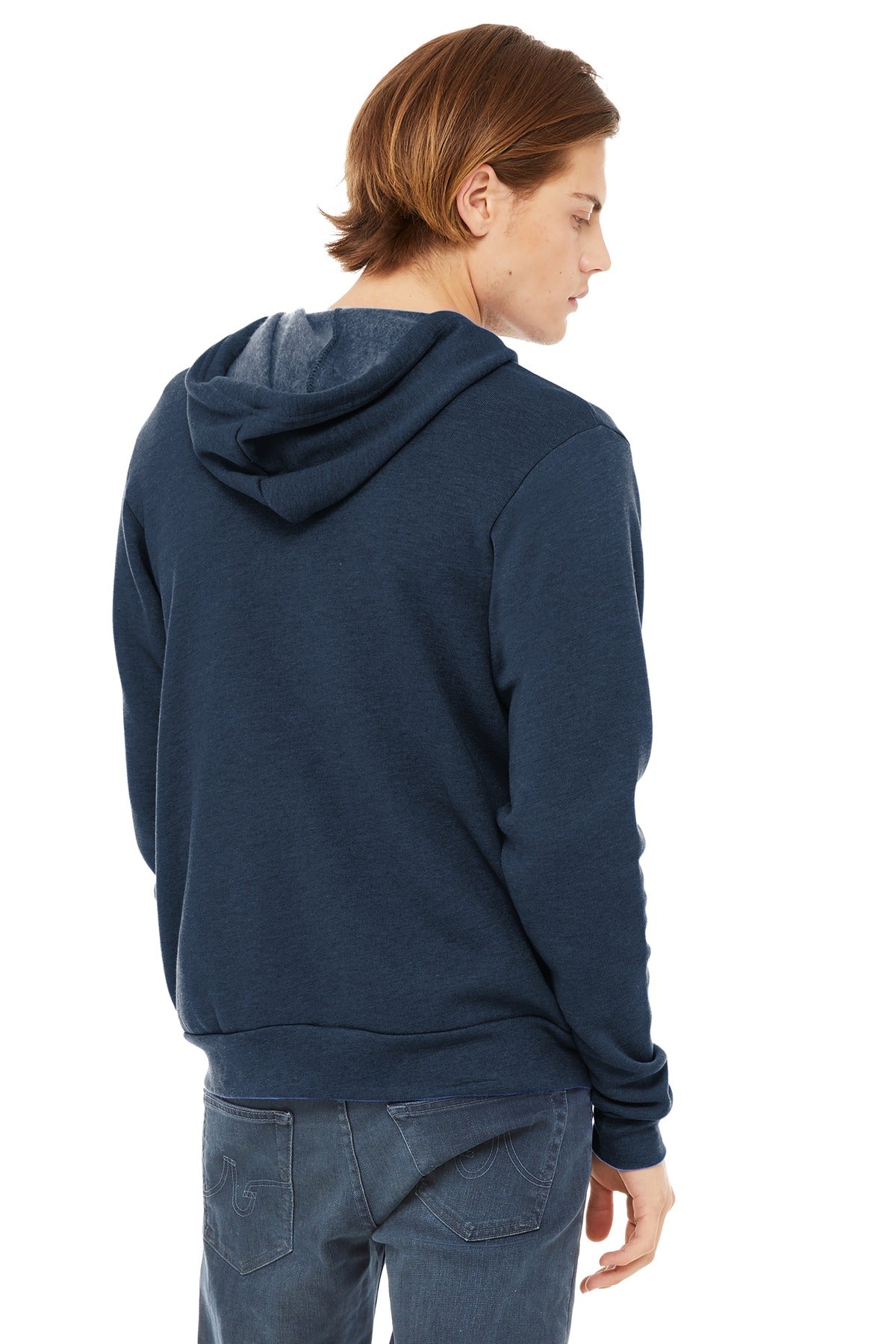 BELLA+CANVAS  Unisex Sponge Fleece Full-Zip Hoodie - Heather Navy