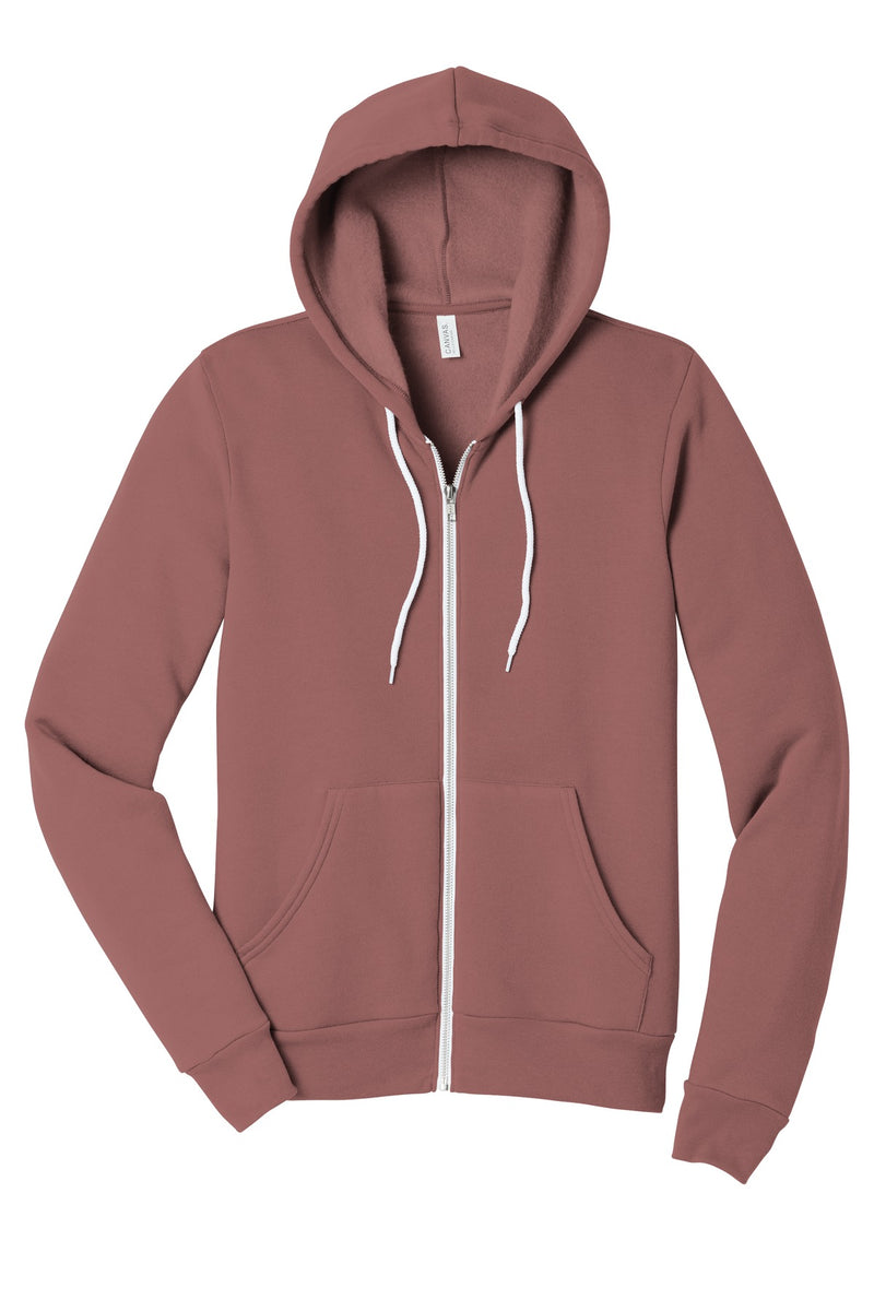 BELLA+CANVAS  Unisex Sponge Fleece Full-Zip Hoodie - Mauve
