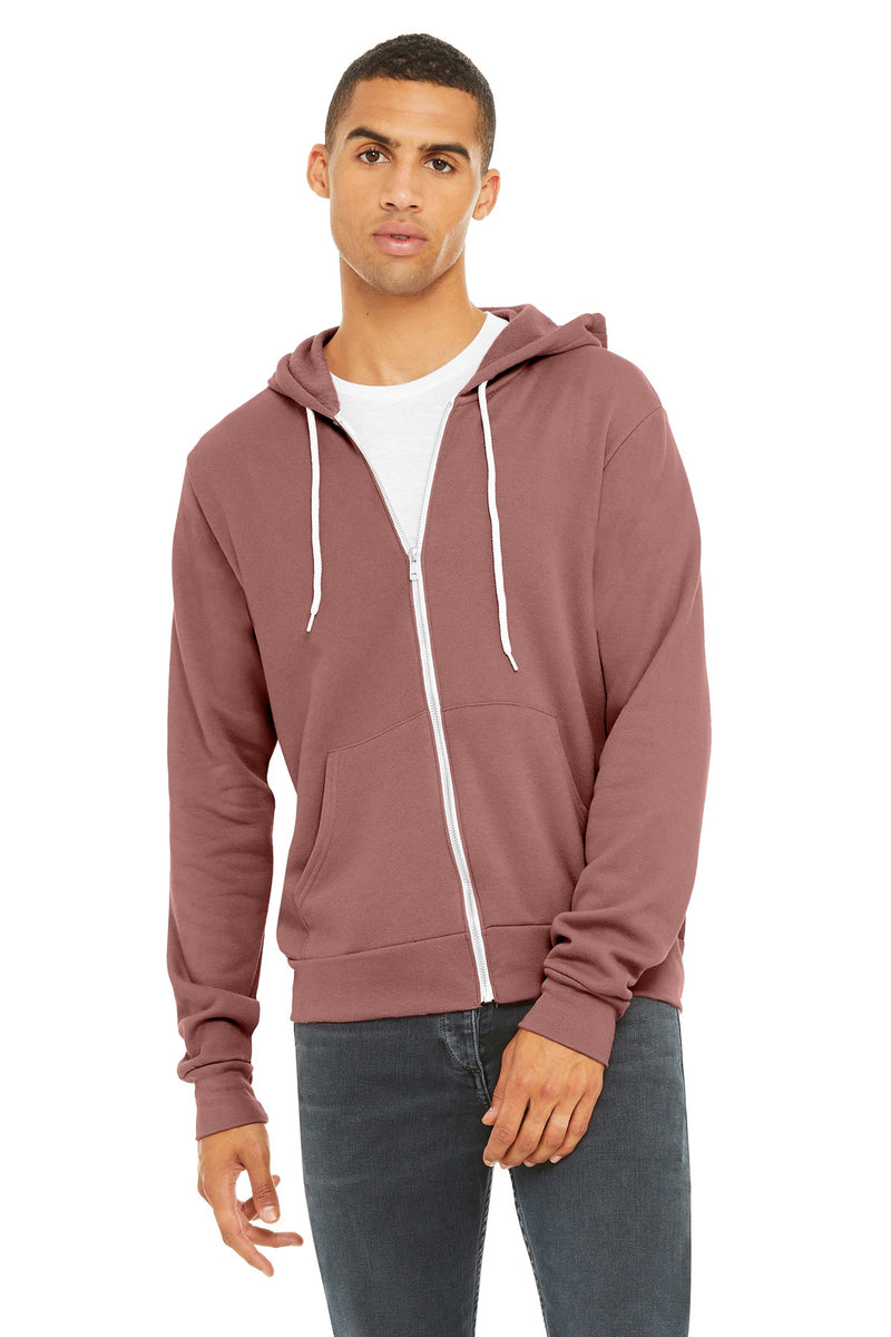 BELLA+CANVAS  Unisex Sponge Fleece Full-Zip Hoodie - Mauve