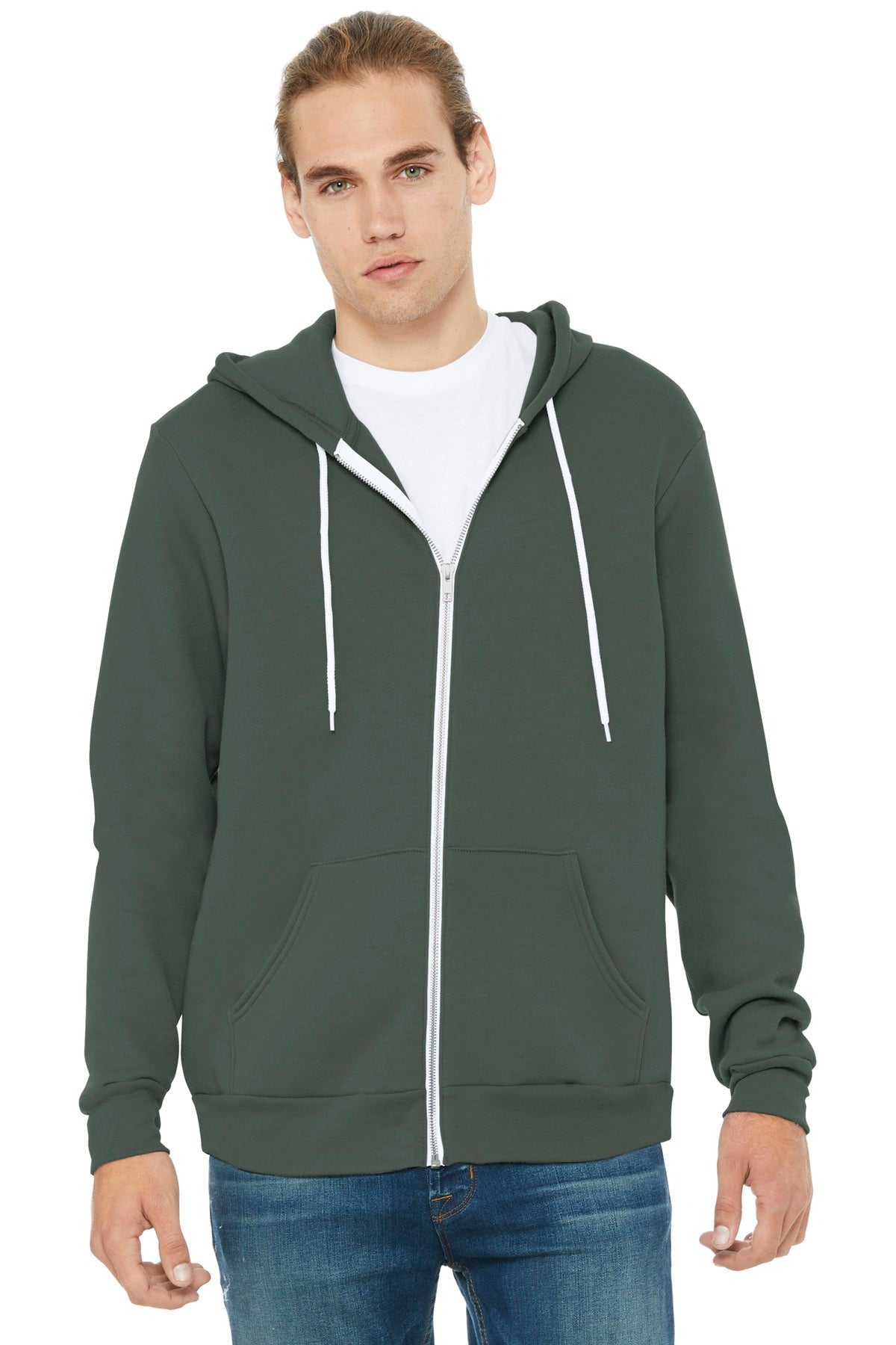 BELLA+CANVAS  Unisex Sponge Fleece Full-Zip Hoodie - Military Green