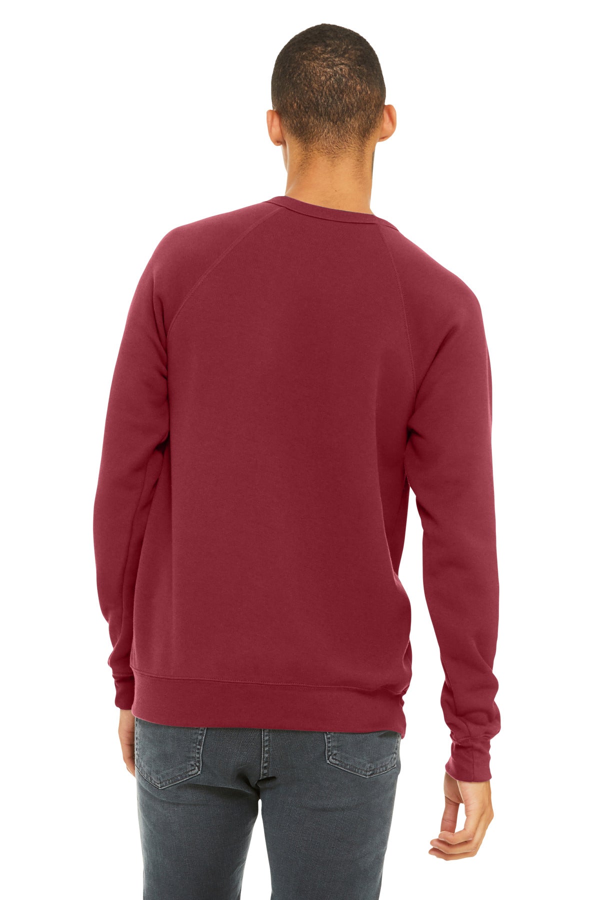 BELLA+CANVAS  Unisex Sponge Fleece Raglan Sweatshirt - Cardinal