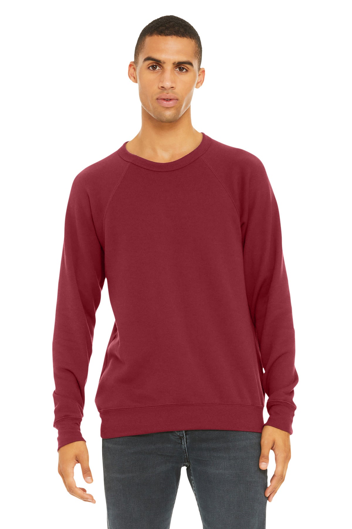 BELLA+CANVAS  Unisex Sponge Fleece Raglan Sweatshirt - Cardinal