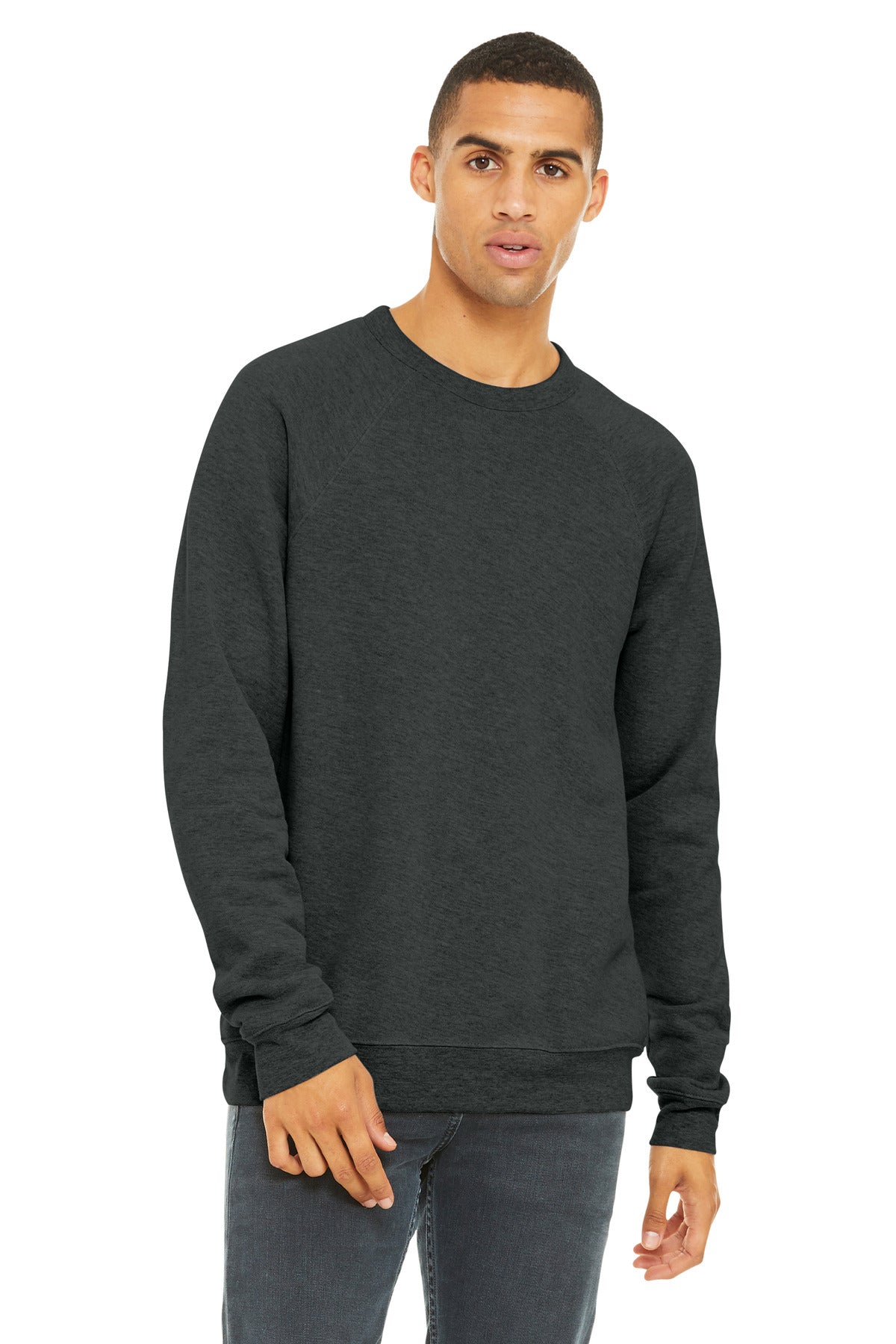 BELLA+CANVAS  Unisex Sponge Fleece Raglan Sweatshirt - Dark Grey Heather