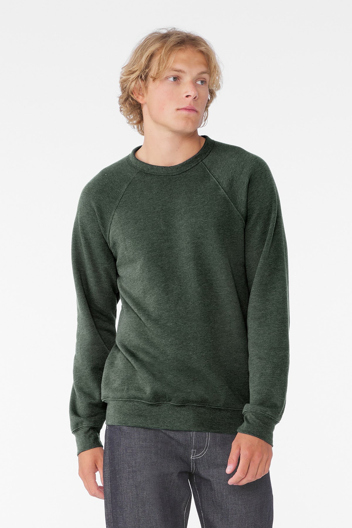 BELLA+CANVAS  Unisex Sponge Fleece Raglan Sweatshirt - Heather Forest