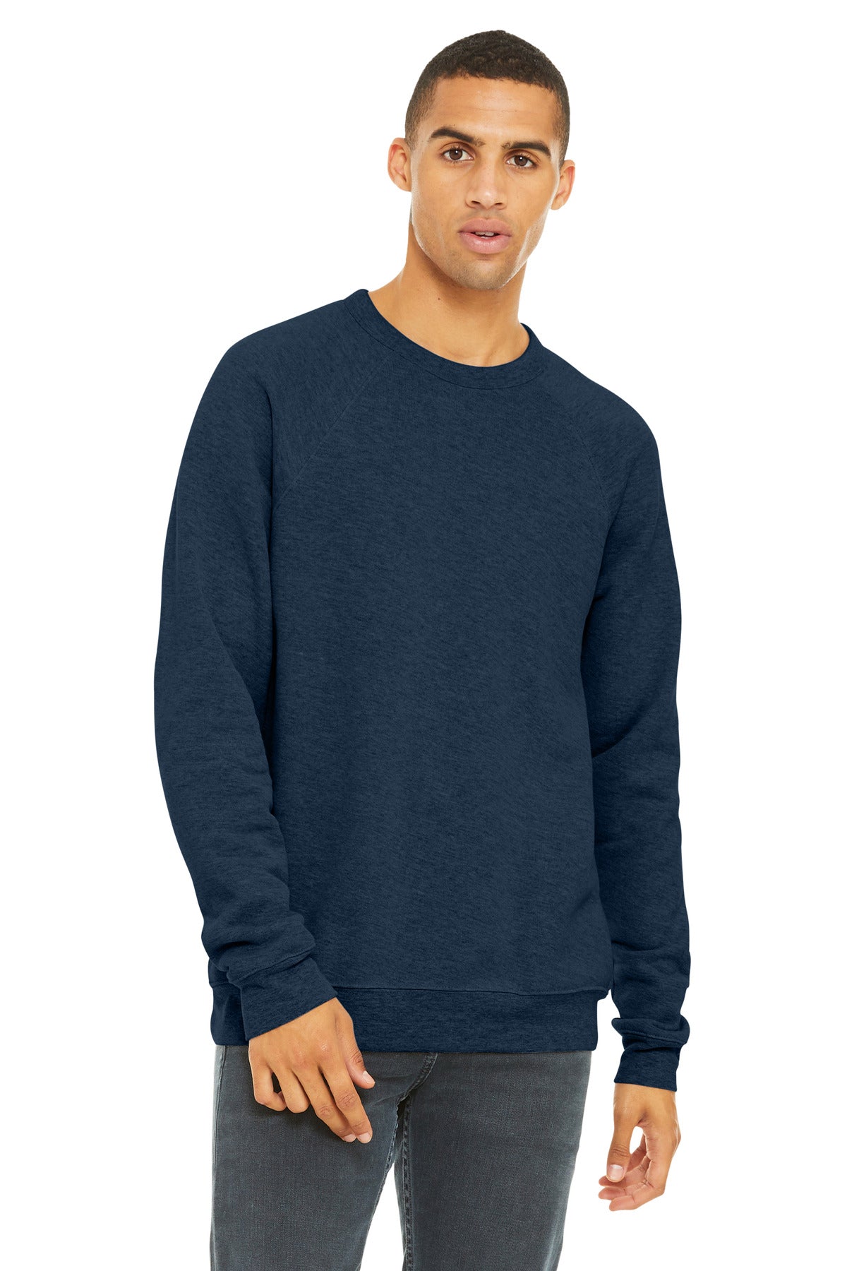 BELLA+CANVAS  Unisex Sponge Fleece Raglan Sweatshirt - Heather Navy