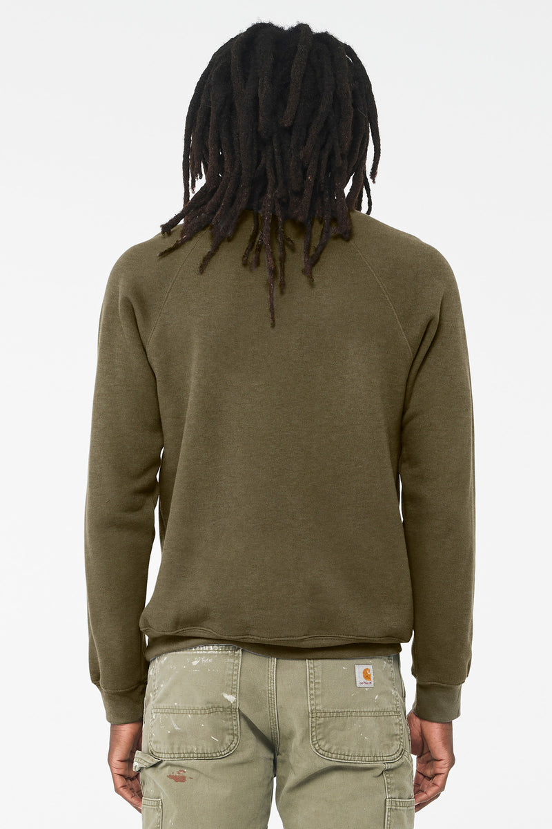 BELLA+CANVAS  Unisex Sponge Fleece Raglan Sweatshirt - Heather Olive