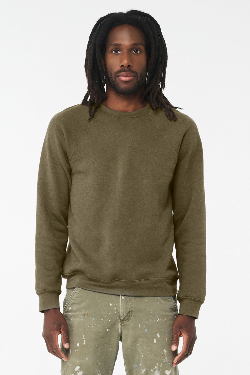 BELLA+CANVAS  Unisex Sponge Fleece Raglan Sweatshirt - Heather Olive