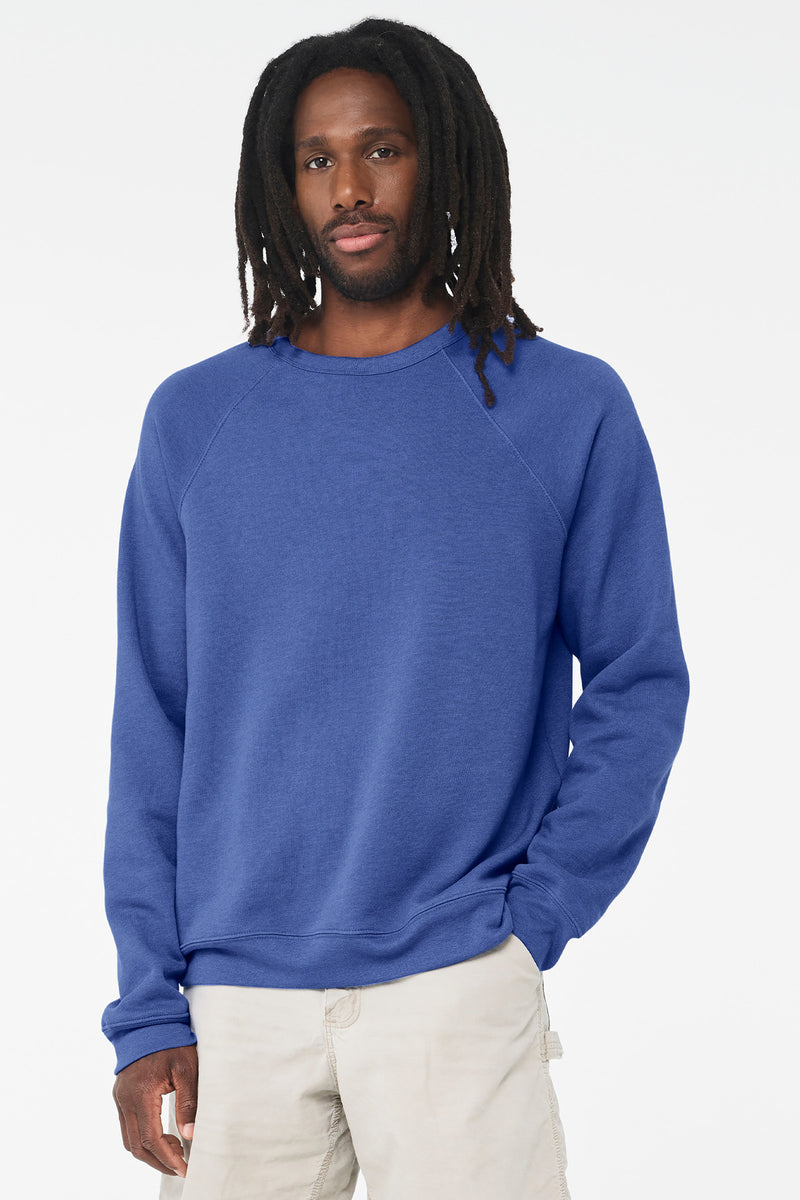 BELLA+CANVAS  Unisex Sponge Fleece Raglan Sweatshirt - Heather True Royal