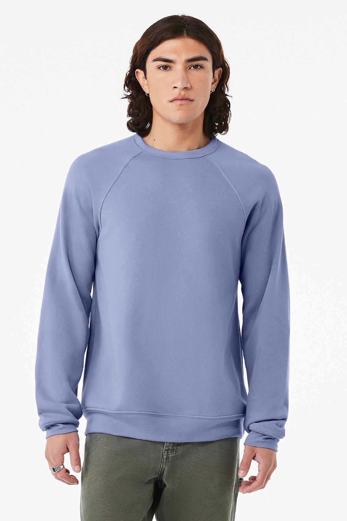 BELLA+CANVAS  Unisex Sponge Fleece Raglan Sweatshirt - Lavender Blue