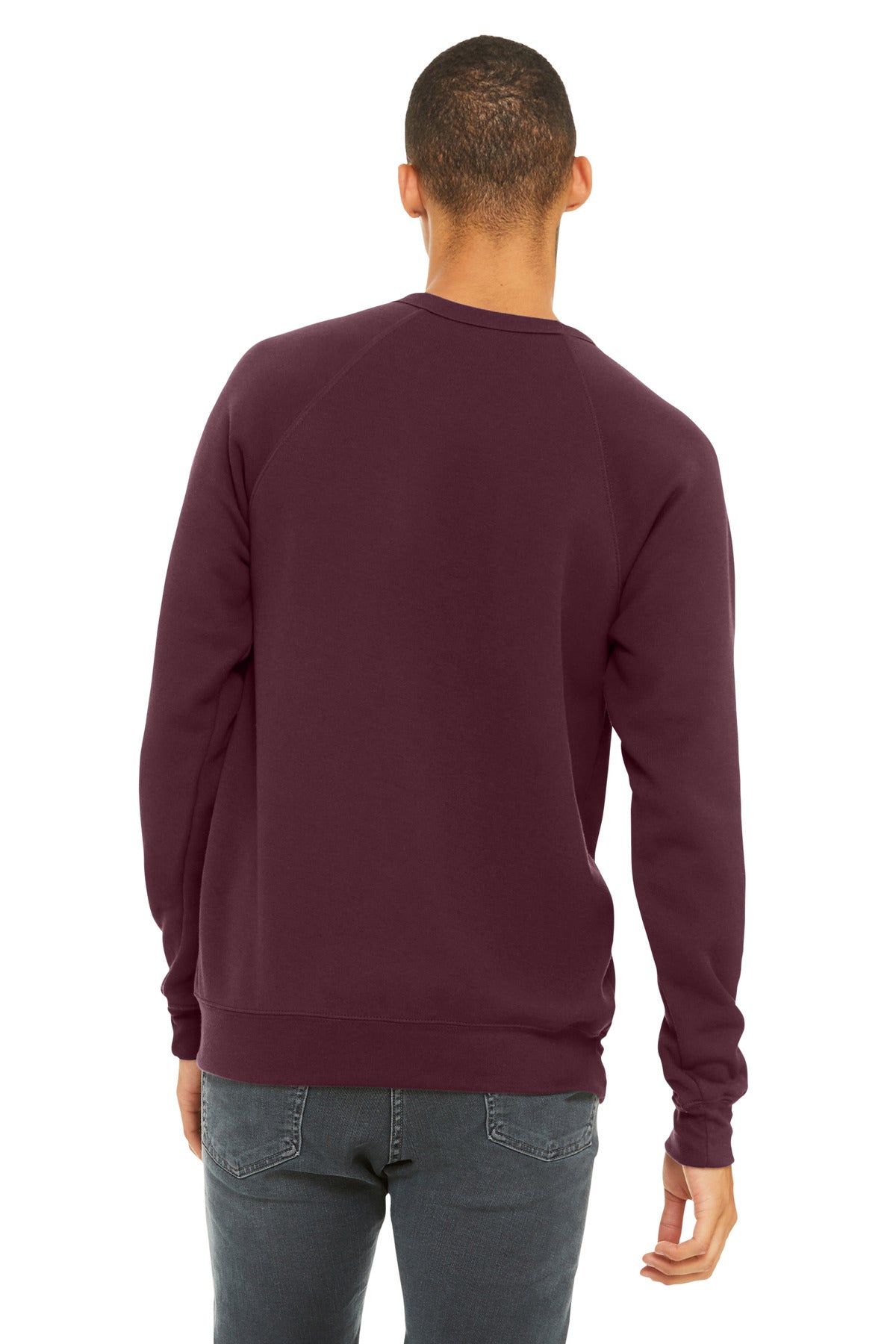 BELLA+CANVAS  Unisex Sponge Fleece Raglan Sweatshirt - Maroon