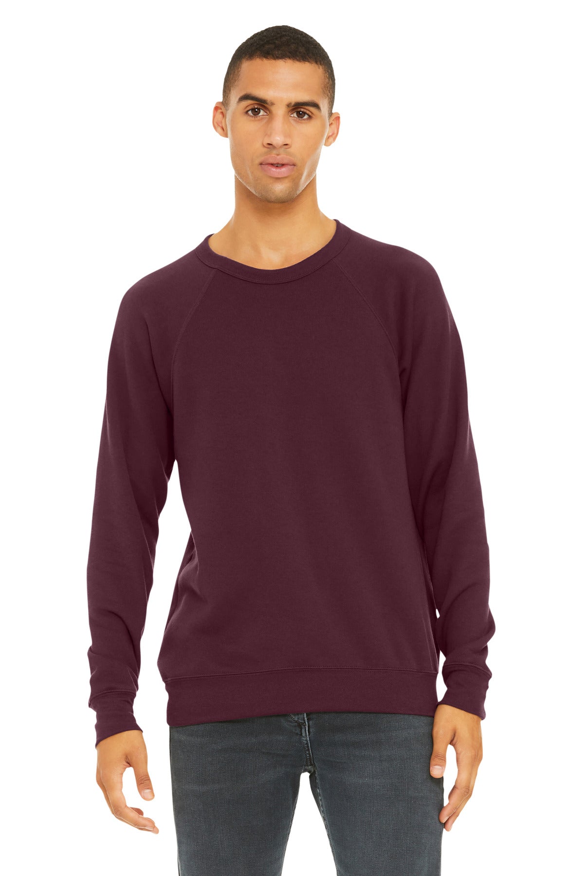 BELLA+CANVAS  Unisex Sponge Fleece Raglan Sweatshirt - Maroon