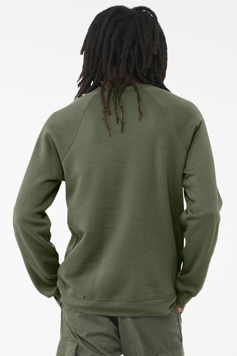 BELLA+CANVAS  Unisex Sponge Fleece Raglan Sweatshirt - Military Green