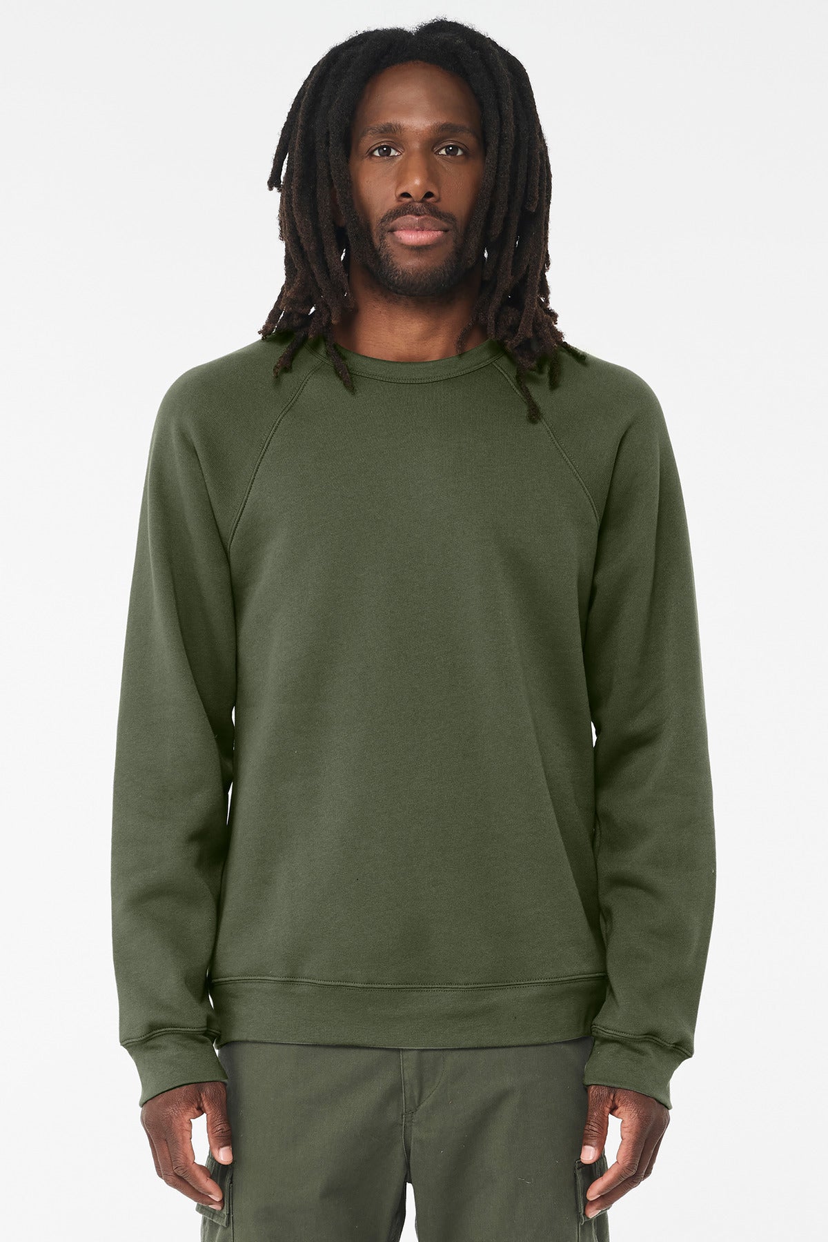 BELLA+CANVAS  Unisex Sponge Fleece Raglan Sweatshirt - Military Green