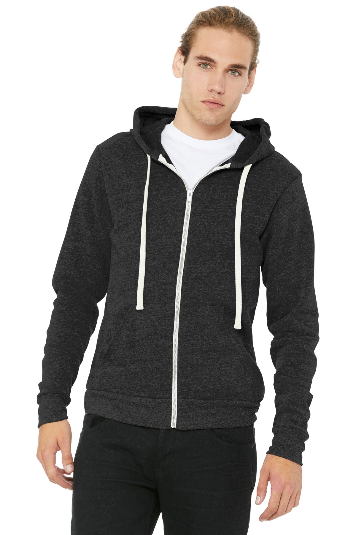 BELLA+CANVAS  Unisex Triblend Sponge Fleece Full-Zip Hoodie - Charcoal-Black Triblend