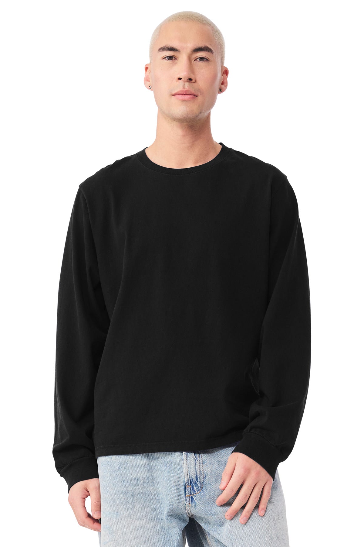 BELLA+CANVAS Unisex Heavyweight Garment-Dyed Long Sleeve Tee - Black