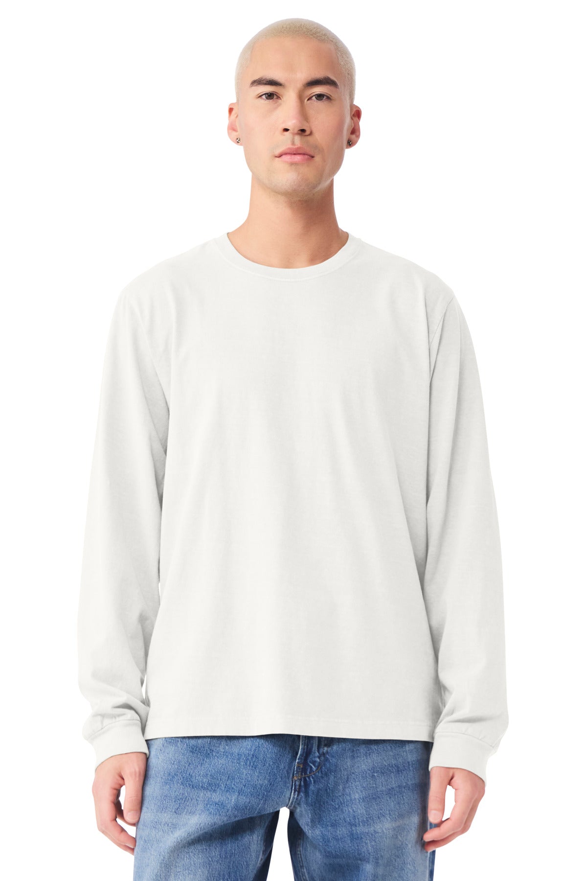 BELLA+CANVAS Unisex Heavyweight Garment-Dyed Long Sleeve Tee - Vintage White