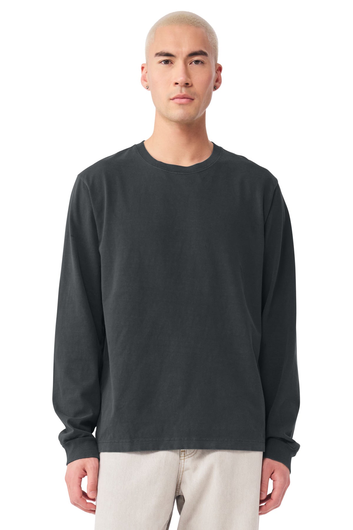 BELLA+CANVAS Unisex Heavyweight Garment-Dyed Long Sleeve Tee - Washed Black