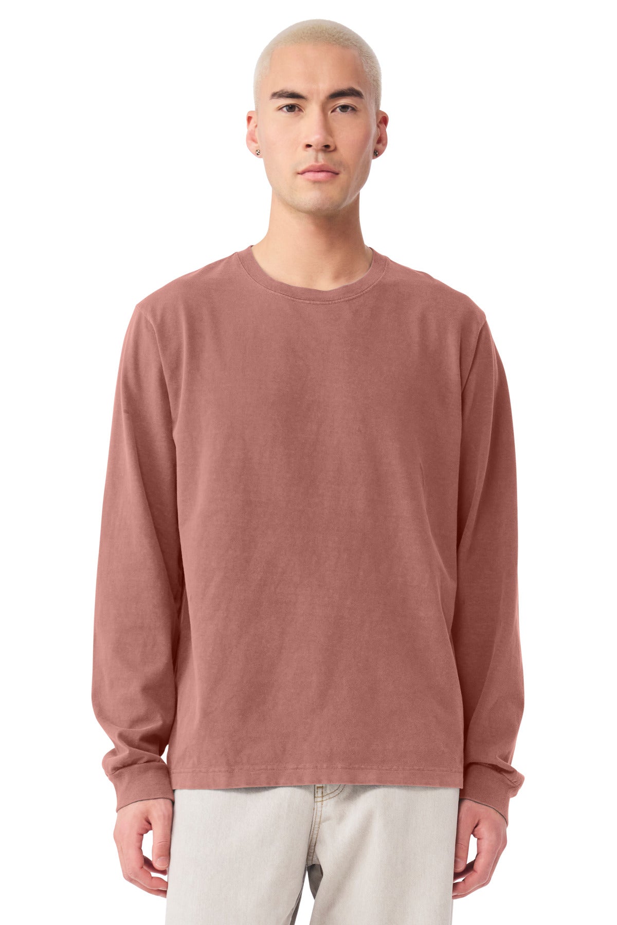 BELLA+CANVAS Unisex Heavyweight Garment-Dyed Long Sleeve Tee - Washed Chestnut