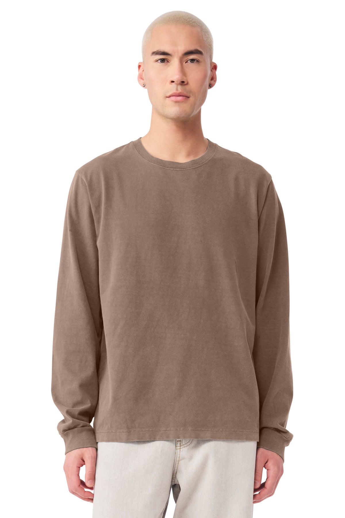 BELLA+CANVAS Unisex Heavyweight Garment-Dyed Long Sleeve Tee - Washed Cocoa