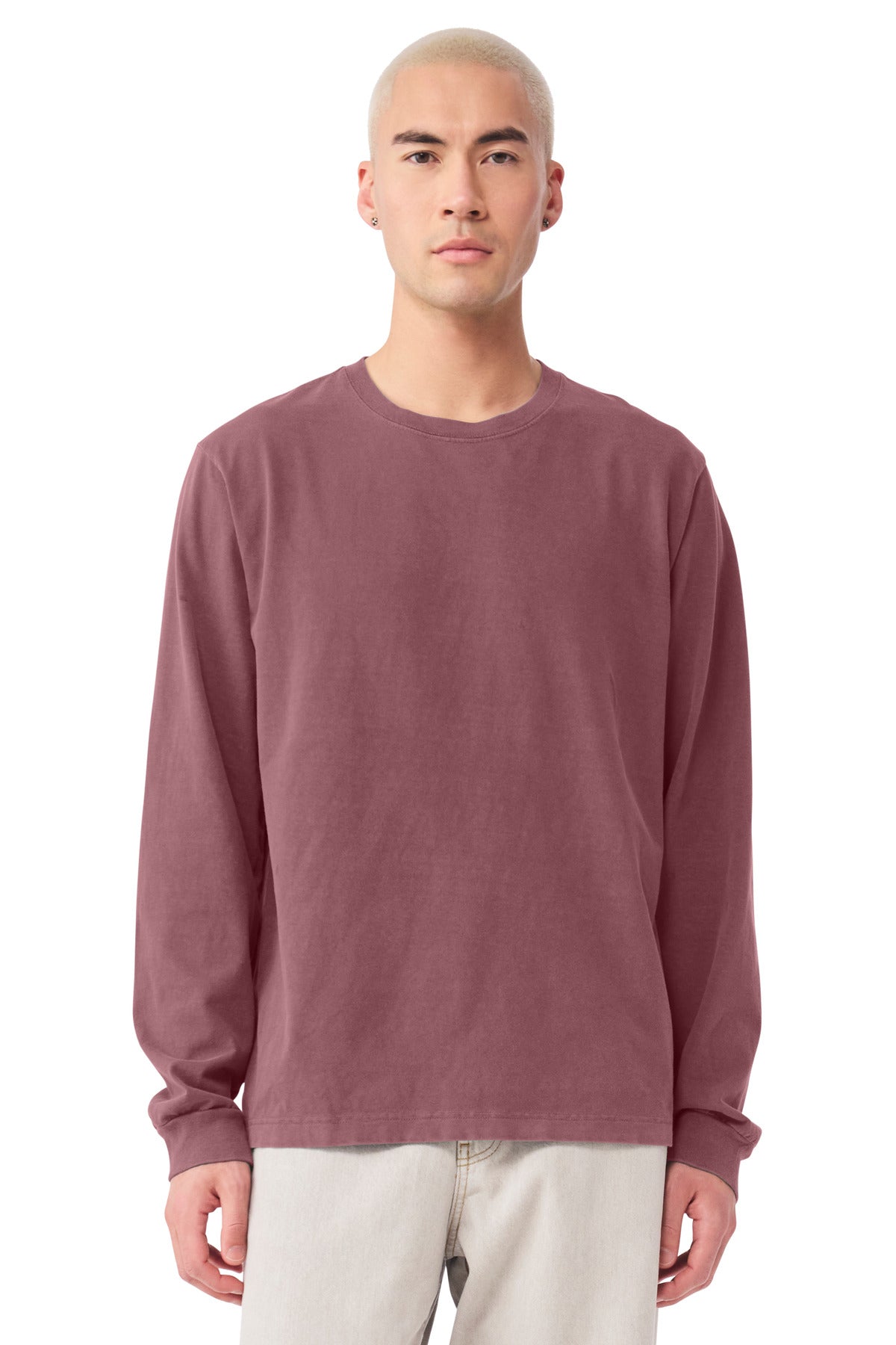 BELLA+CANVAS Unisex Heavyweight Garment-Dyed Long Sleeve Tee - Washed Maroon