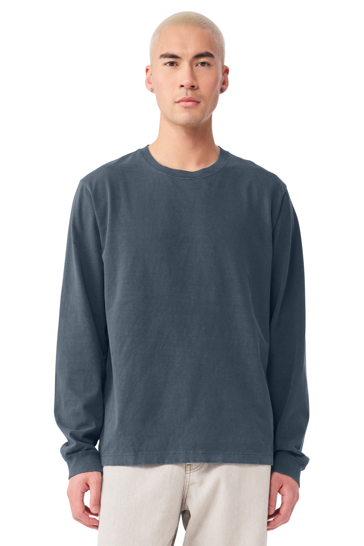 BELLA+CANVAS Unisex Heavyweight Garment-Dyed Long Sleeve Tee - Washed Navy