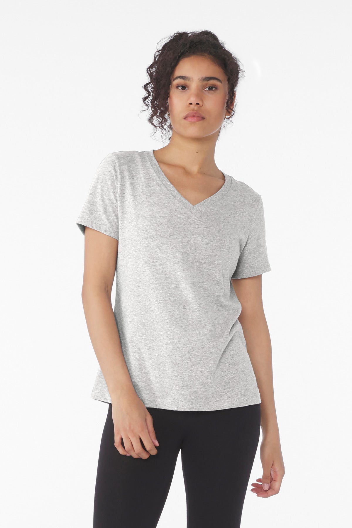 BELLA+CANVAS Women's Relaxed Heather CVC V-Neck Tee - Athletic Heather