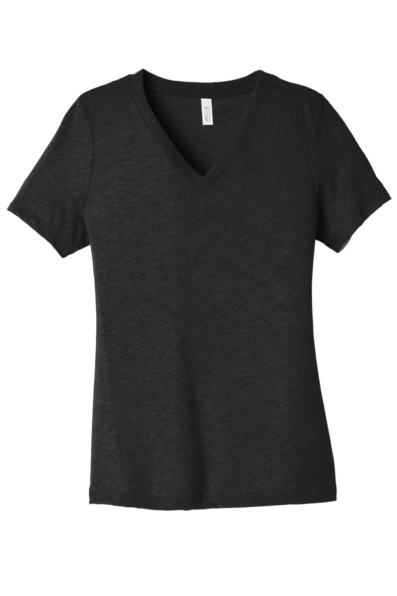 BELLA+CANVAS Women's Relaxed Heather CVC V-Neck Tee - Black Heather