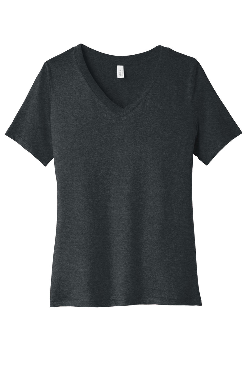 BELLA+CANVAS Women's Relaxed Heather CVC V-Neck Tee - Dark Grey Heather