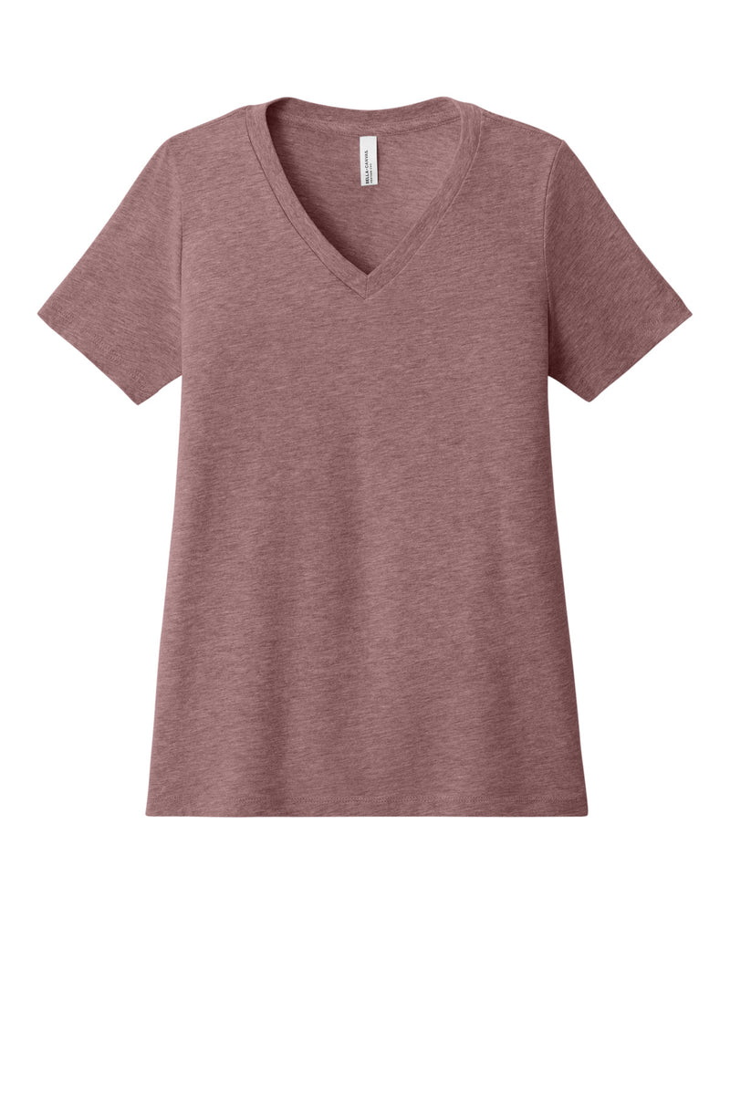 BELLA+CANVAS Women's Relaxed Heather CVC V-Neck Tee - Heather Mauve