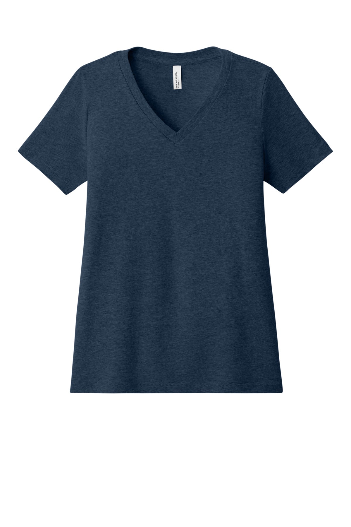 BELLA+CANVAS Women's Relaxed Heather CVC V-Neck Tee - Heather Navy