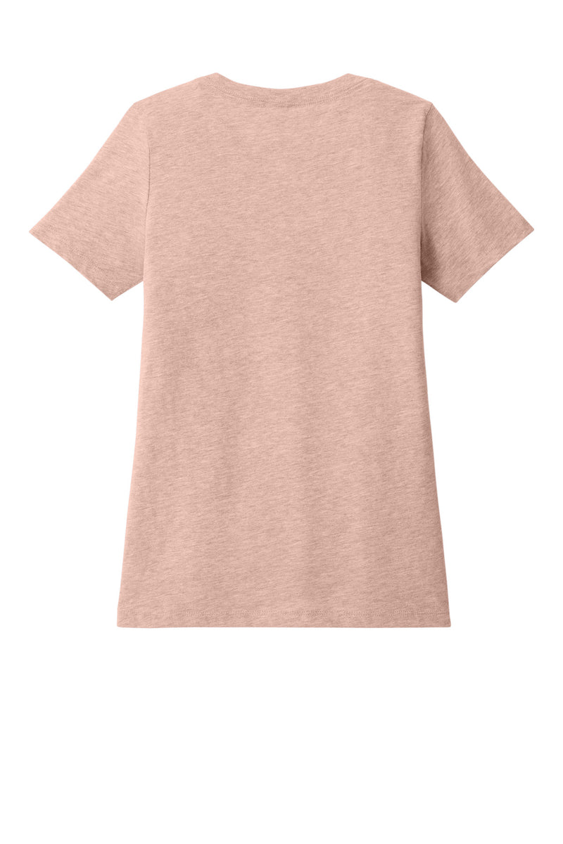 BELLA+CANVAS Women's Relaxed Heather CVC V-Neck Tee - Heather Peach