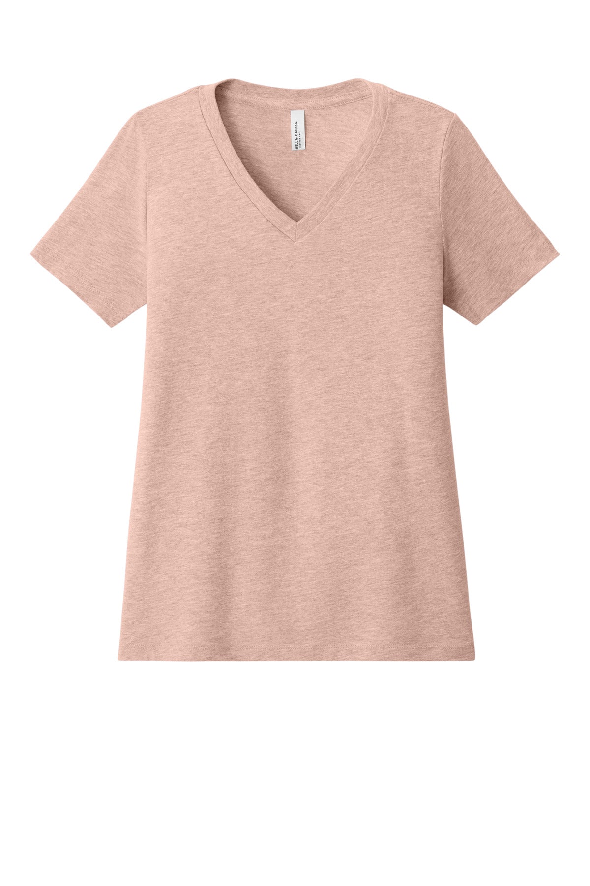 BELLA+CANVAS Women's Relaxed Heather CVC V-Neck Tee - Heather Peach