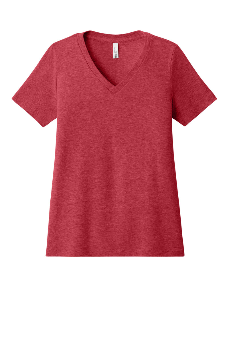 BELLA+CANVAS Women's Relaxed Heather CVC V-Neck Tee - Heather Red