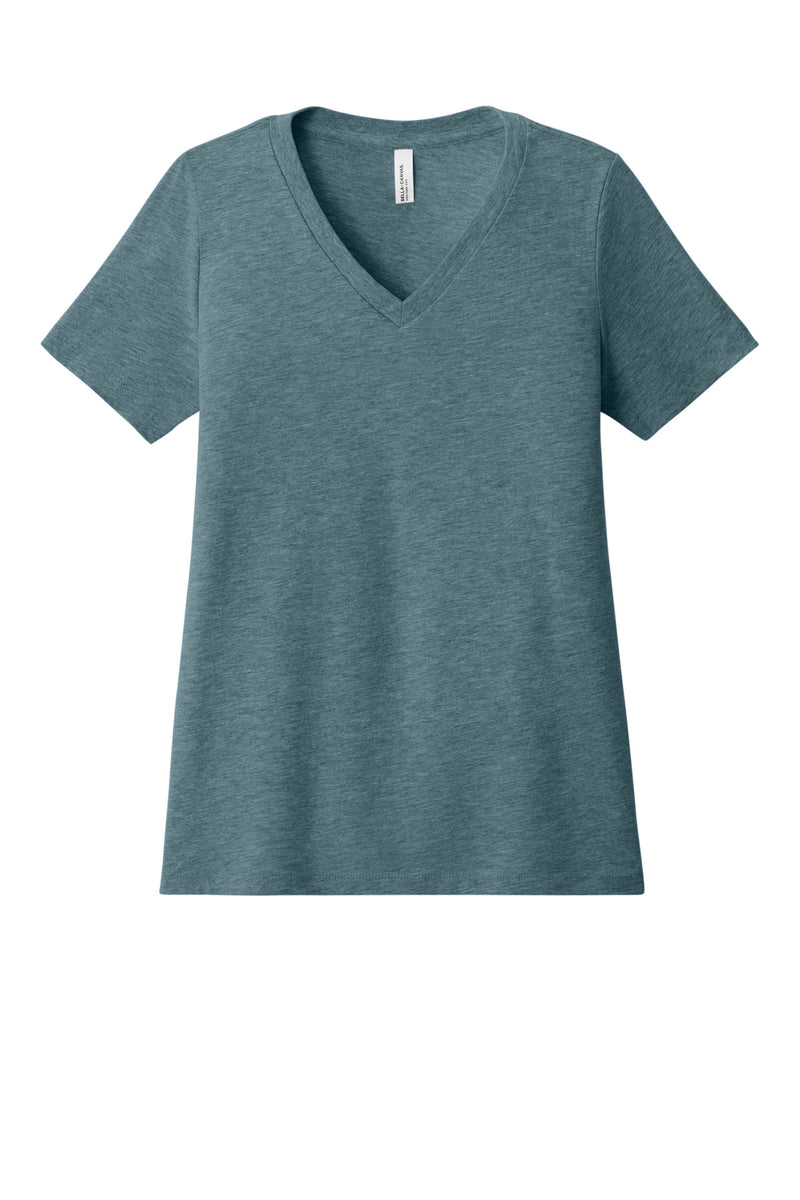 BELLA+CANVAS Women's Relaxed Heather CVC V-Neck Tee - Heather Slate