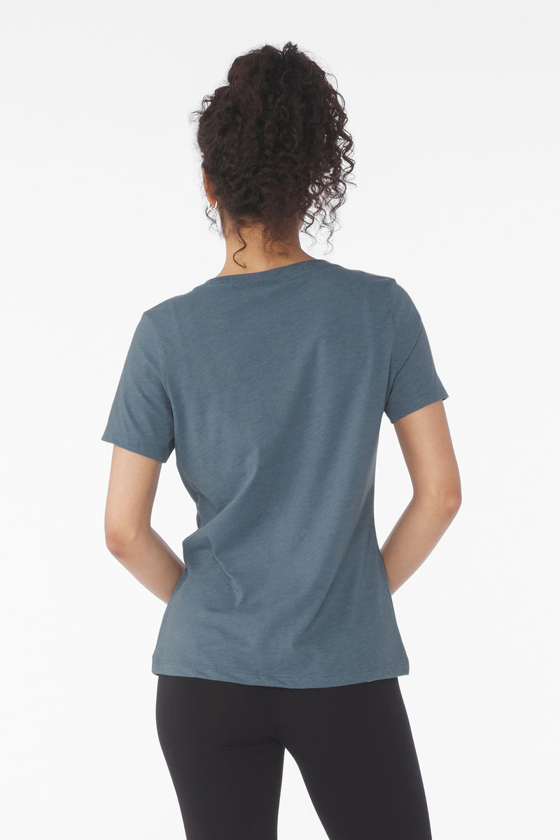 BELLA+CANVAS Women's Relaxed Heather CVC V-Neck Tee - Heather Slate
