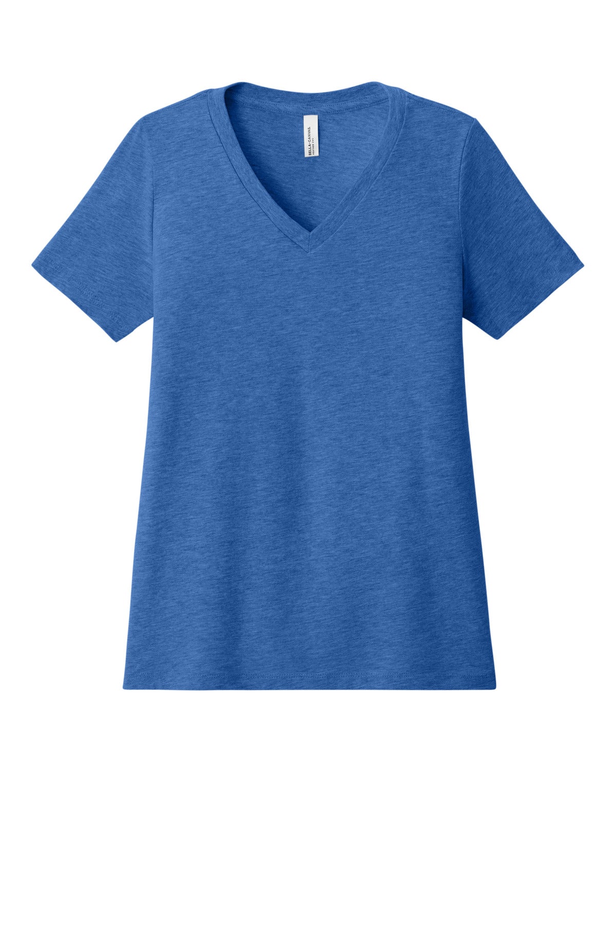 BELLA+CANVAS Women's Relaxed Heather CVC V-Neck Tee - Heather True Royal