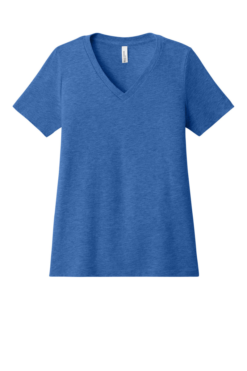 BELLA+CANVAS Women's Relaxed Heather CVC V-Neck Tee - Heather True Royal