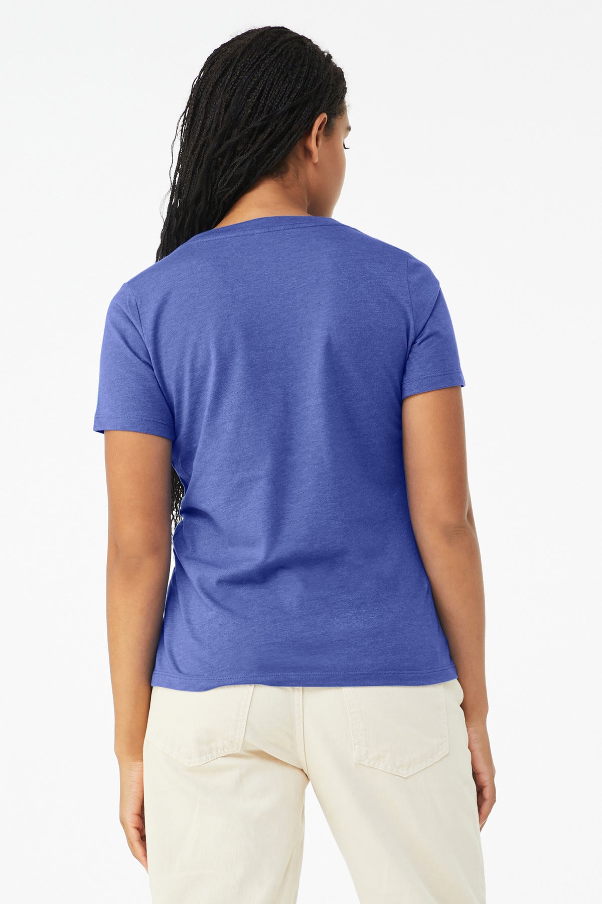 BELLA+CANVAS Women's Relaxed Heather CVC V-Neck Tee - Heather True Royal