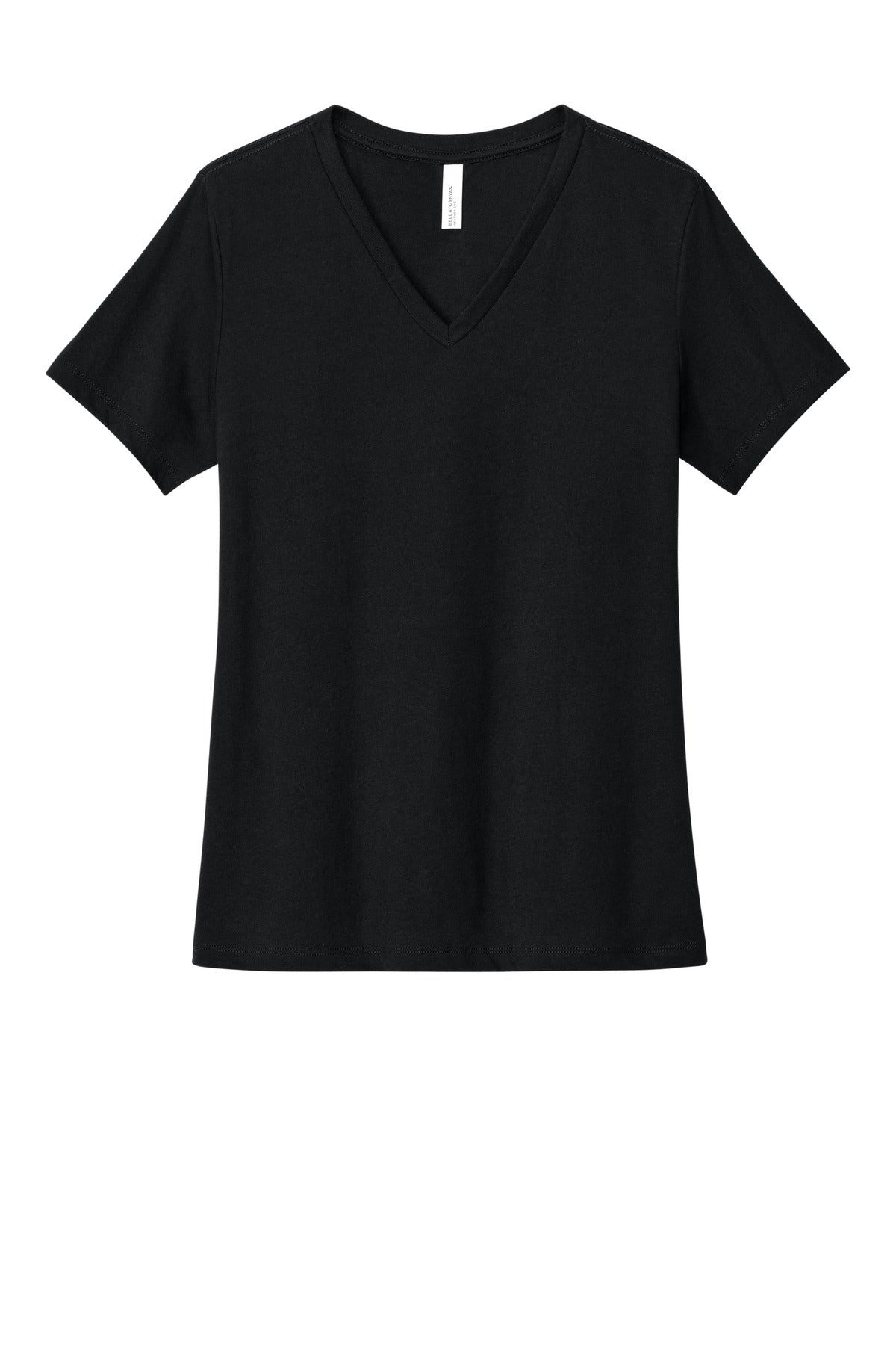 BELLA+CANVAS Women's Relaxed Heather CVC V-Neck Tee - Solid Black Blend