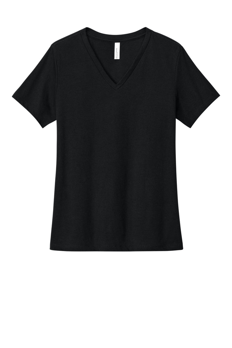 BELLA+CANVAS Women's Relaxed Heather CVC V-Neck Tee - Solid Black Blend