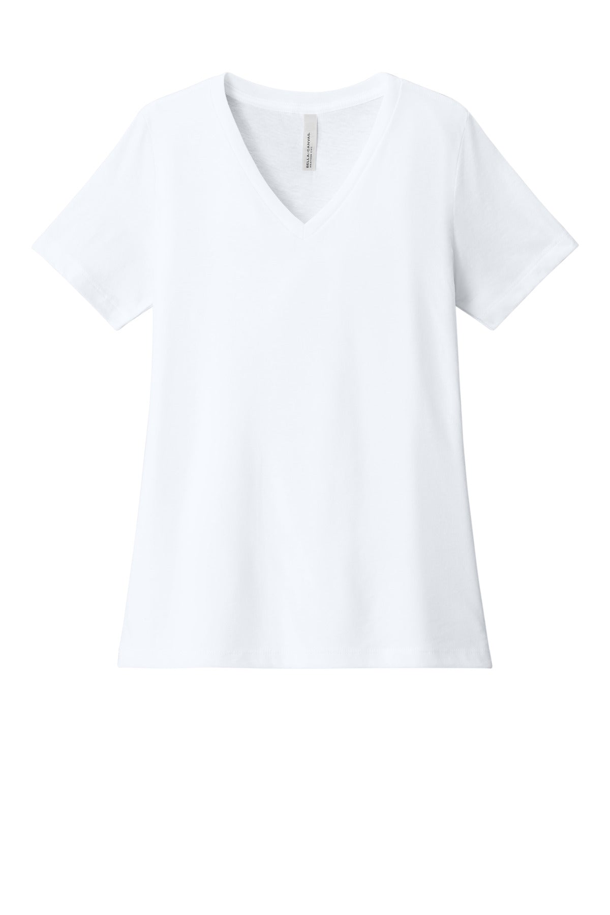 BELLA+CANVAS Women's Relaxed Heather CVC V-Neck Tee - Solid White Blend