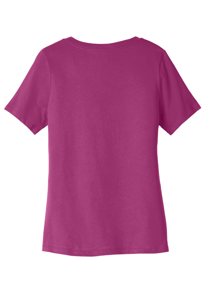 BELLA+CANVAS  Women's Relaxed Jersey Short Sleeve V-Neck Tee - Berry